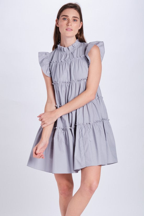 Esther Poplin Tiered Mini Dress – en saison